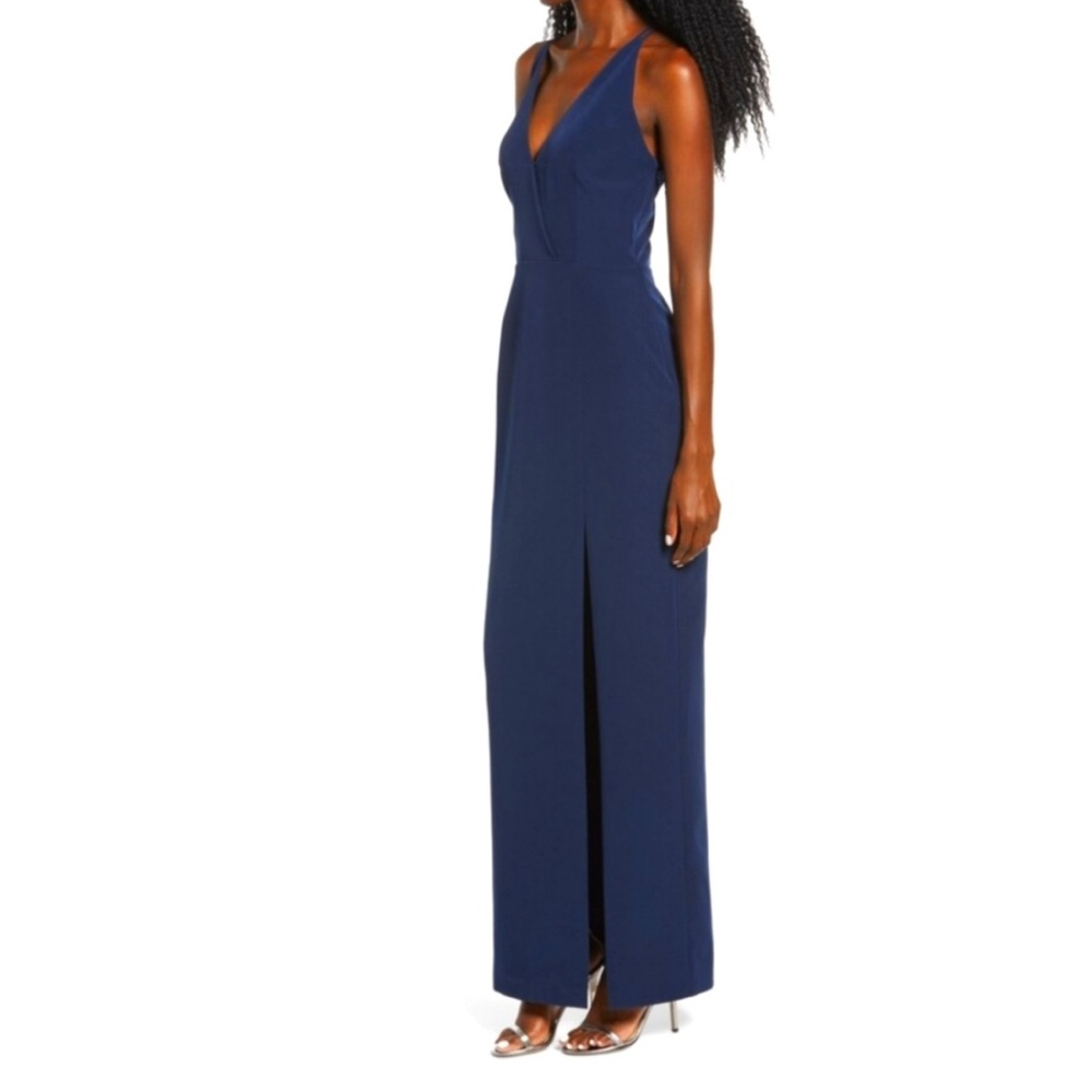 NWT Wayf Navy Blue Scrappy Hayden Dress Size Small Maxi Slit‎ - Picture 2 of 10